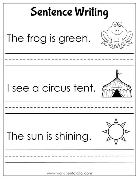 Engaging Kindergarten Writing Sentences Worksheets For Young Learners