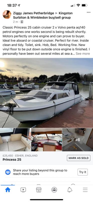 Classic Princess 25 Cabin Cruiser For Sale From United Kingdom