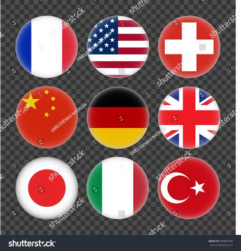 Set Round Flags World States Vector Stock Vector Royalty Free