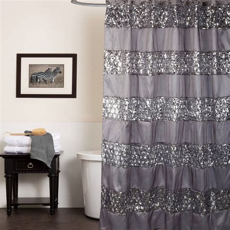 Popular Bath Gray Striped Polyester Shower Curtain 70 X 72