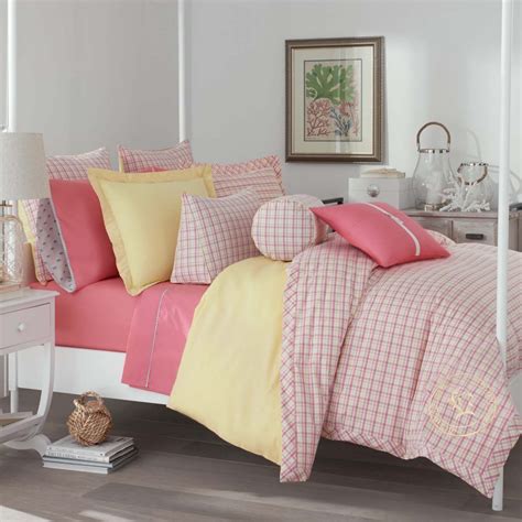 What kind of bedding is yellow and velvet? Southern Tide Patio Plaid Twin Comforter Set Girl's Room ...