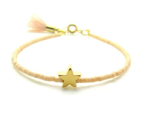 Star Beaded Bracelet Nude Bracelet Tassel Bracelet Gold Etsy