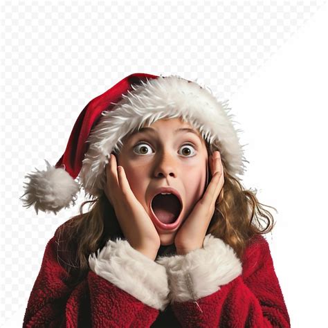 Premium Psd Santa Claus Girl Isolated Dreaming Excited