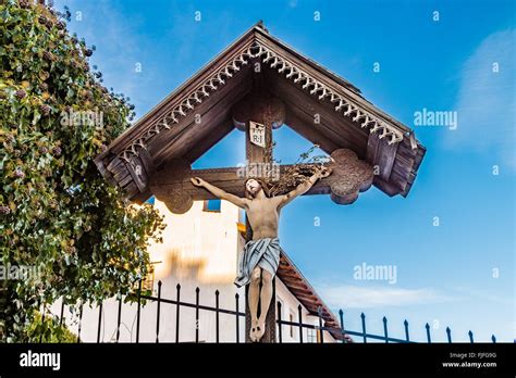Wooden Statue Of Crucifixion Of Jesus Christ Stock Photo Alamy