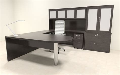7pc Modern Contemporary U Shaped Executive Office Desk Set Ro Abd U30