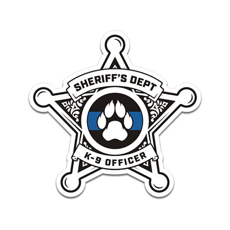 K9 Sheriff Thin Blue Line 5 Point Badge Sticker Decal K 9 Officer