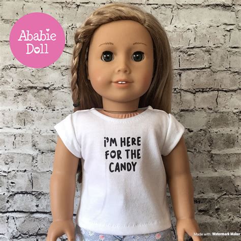 Trendy White Graphic Tee For American Girl Doll Or 18 Inch Etsy