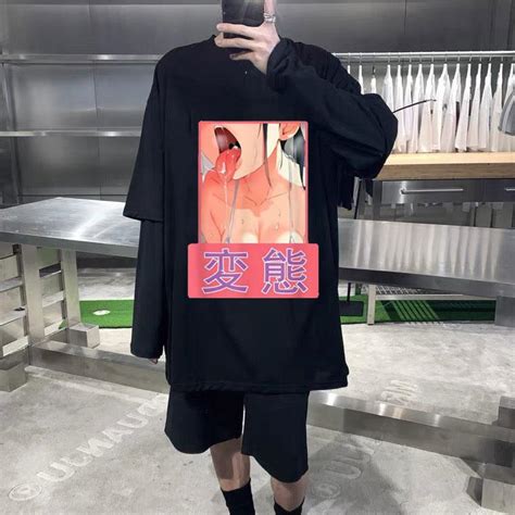 Hentai Lewd Ahegao Kız Anime Tarzı Otaku T Shirt Unisex Komik Tees Yüksek Kalite Pamuklu Tshirt