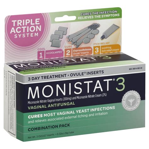 Monistat 3 Vaginal Antifungal Combination Pack 1 Pack
