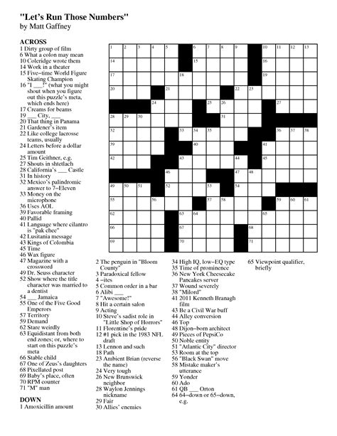 sunday crossword puzzle printable ny times syndicated answers free