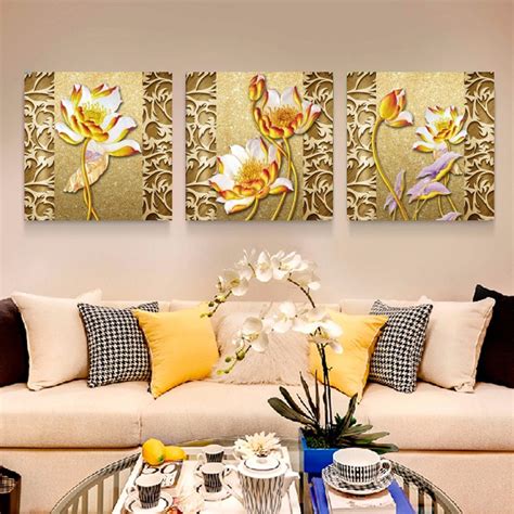Home Decor Wall Art Canvas Painting Lotus Cheap Modern
