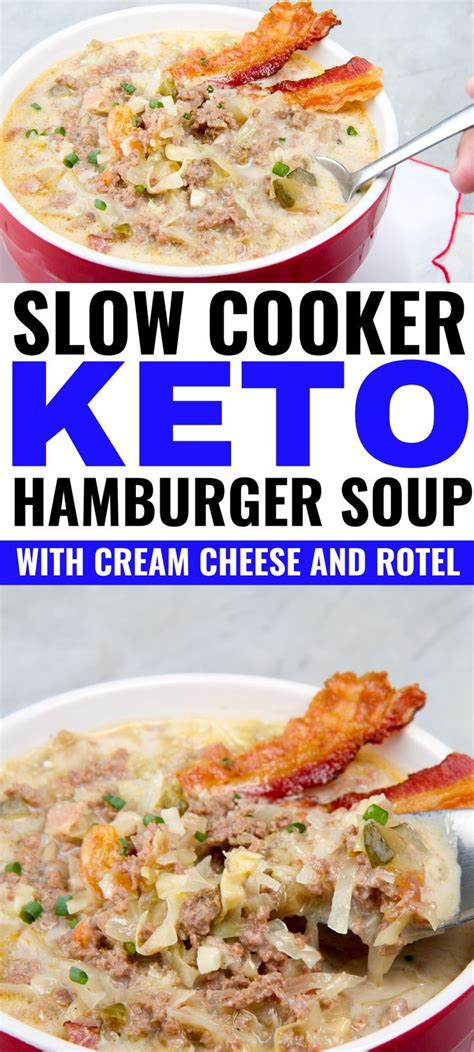 Since i started following a ketogenic lifestyle i find myself using cabbage a lot more. Slow Cooker Keto Hamburger Soup With Cream Cheese And Rotel | Recipe | Hamburger soup
