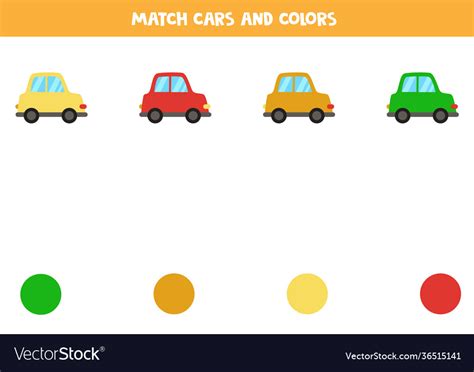 Color Matching Game For Kids Match Cars Royalty Free Vector