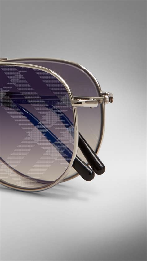 Lyst Burberry Foldable Aviator Sunglasses With Check Lenses In Black For Men