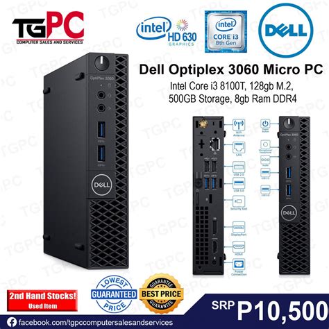 Dell Optiplex 3060 Micro Pc Intel Core I3 8100t 128gb M2 500gb