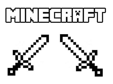 Coloring Pages Minecraft Sword Minecraft Sword And Pickaxe Coloring