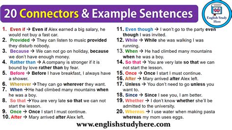 There are several meanings of the nostalgic word and it can be used in different situations with the help of this platform, learn the appropriate use of the nostalgic in a sentence. 20 Connectors & Example Sentences - English Study Here