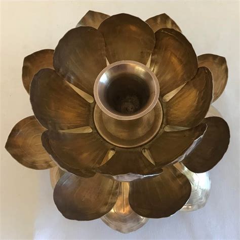 Vintage Brass Lotus Flower Shaped Candle Holder Chairish