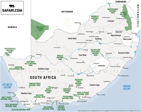 Map Of All The South African National Parks