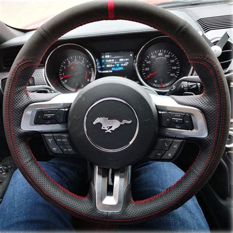 Diy Black Genuine Leather Auto Custom Steering Wheel Cover For Ford
