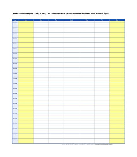 Weekly Schedule Word Template