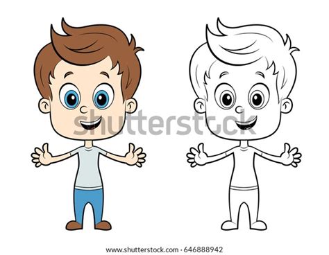 Cute Illustration Boy Color Without Color Stock Vector Royalty Free