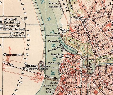 1894 German Antique Map Of Dusseldorf Germany