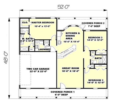 May you like 1500 square feet house plans. Southern Style House Plan - 3 Beds 2 Baths 1500 Sq/Ft Plan ...