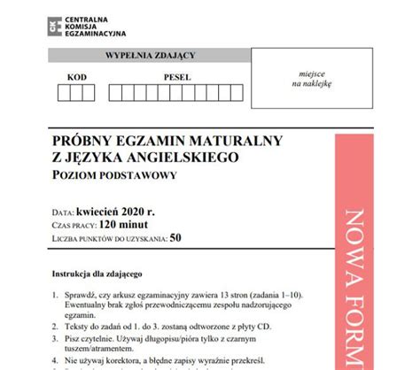 Arkusz z języka angielskiego składał się z kilku części, które dotyczą kolejno: Próbna matura 2020 CKE online - ARKUSZE, ODPOWIEDZI ...