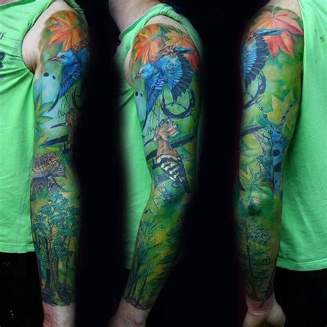 Because half sleeve designs can easily be covered up and hidden, these arm tattoos have become popular among professionals. 75 Tree Sleeve Tattoo Designs For Men - Ink Ideas With ...