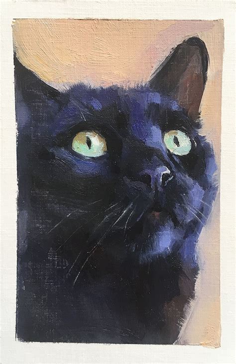 Blackcat2 By Katya Minkina Oil 6 X 4 In 2020 Black Cat Painting