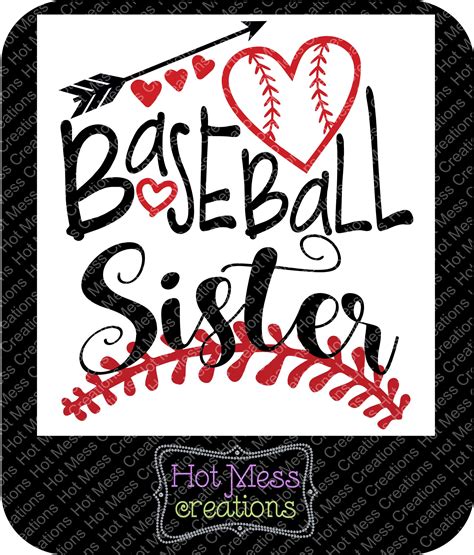 Baseball Sister Svg Dxf Baseball Design For Sister Baseball Sister Svg Baseball Heart Svg