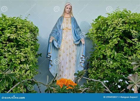Beautiful Statue of Our Lady of Grace Virgin Mary in the Church