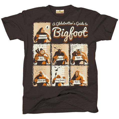 a globetrotter s guide to bigfoot adult t shirt shirts t shirt mens tops