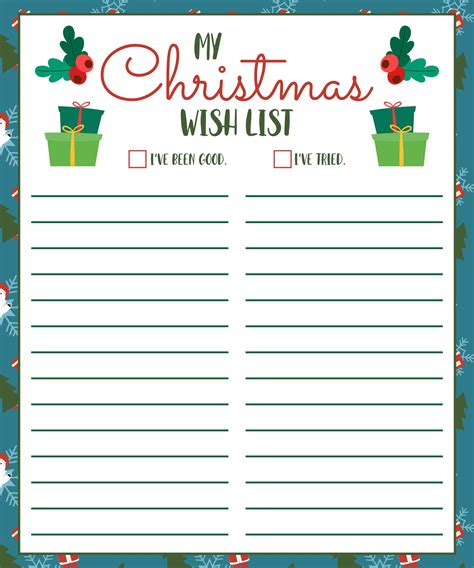 Christmas List Paper Free PDF Printables Printablee