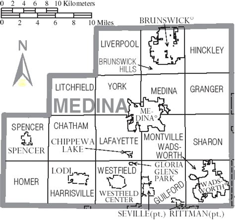 Filemap Of Medina County Ohio With Municipal And Township Labelspng