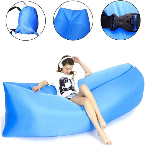 Inflatable Lounger Air Sofa Portable Hammock Lazy Beach Chair For