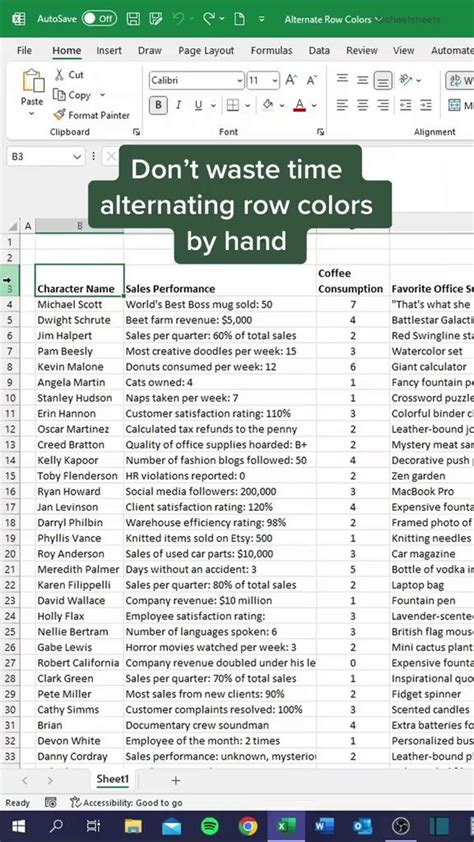 Cheatsheets On Twitter How To Alternate Row Colors In Excel Dont
