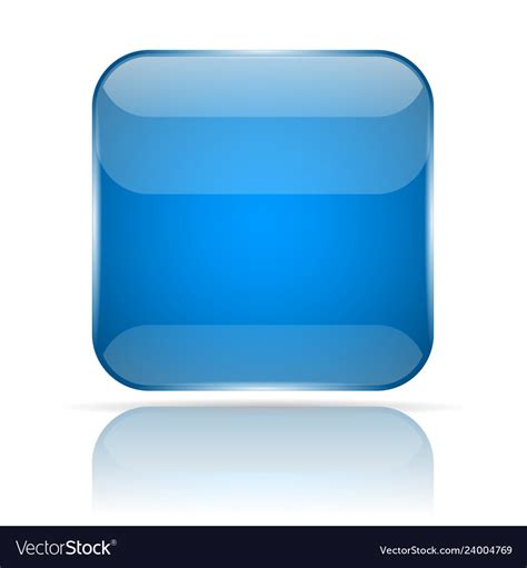 Blue 3d Glass Button Square Icon Royalty Free Vector Image