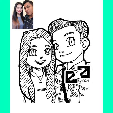 Jual sketsa wajah gambar hitam putih ukuran 3r 10r 12r bisa a6. Sketsa Anime Couple Keren