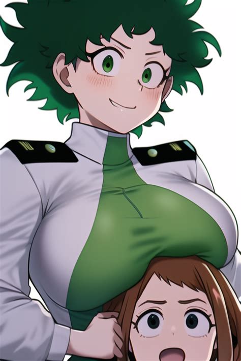 Rule 34 Ai Generated Female Deku Green Eyes Green Hair Huge Breasts Hypercummies Izuku