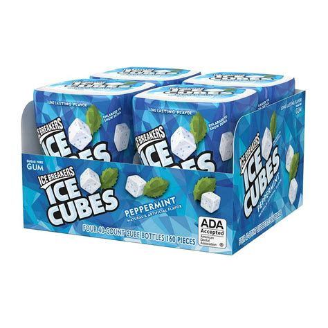 Ice Breakers Ice Cubes Peppermint Sugar Free Gum 4 Pk40 Ct