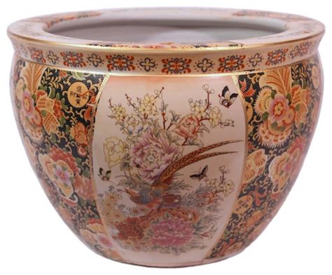Magical, meaningful items you can't find anywhere else. Chinese Porcelain Fish Bowl / Planter Glazed Satsuma ...