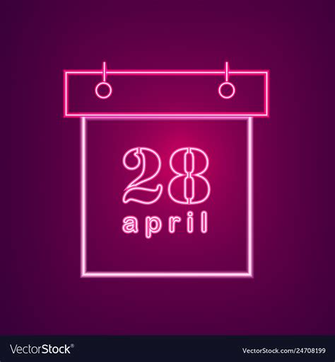 April Neon Calendar Easter Calendar Neon Vector Image