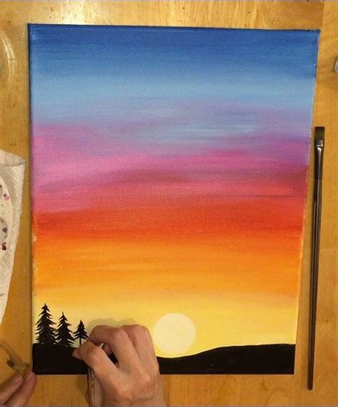 How To Paint A Sunset Step By Step Acrylic Tutorial For Beginners