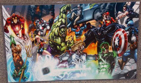 Marvel Avengers Vs Dc Justice League Glossy Print 11 X 17 In Hard