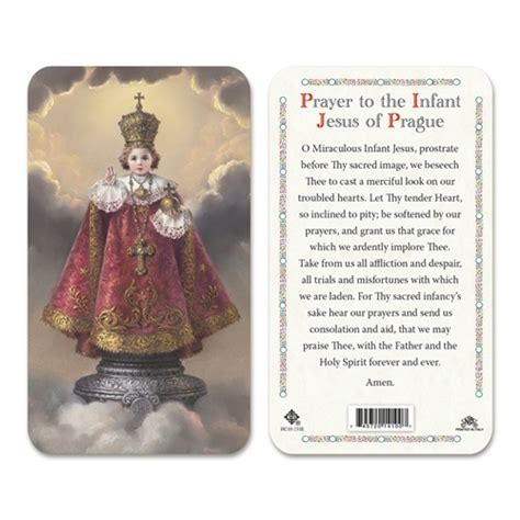 Infant Of Prague Plastic Prayer Card Discount Catholic Products