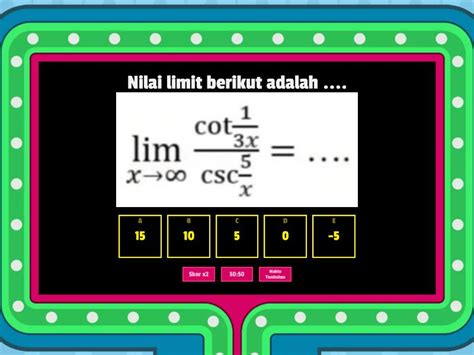 Latihan Soal Limit Tak Hingga Fungsi Trigonometri Gameshow Quiz