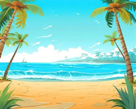 Fondo De Ilustración De Playa De Verano Impresionante Ilustraciones De