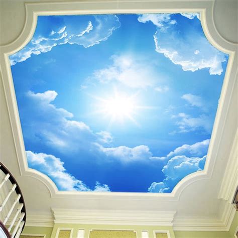 Wall mural prints clouds and sun wallpapers bedroom. 3D Wall Murals Wallpaper Landscape Blue Sky And White ...